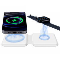 Folding double Magnetic 15W Wireless Charger for iphone 12 and iWatch