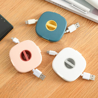 3Pcs Portable Rotatable Cable Winder Data Cable Organizer-Blue&Pink&White